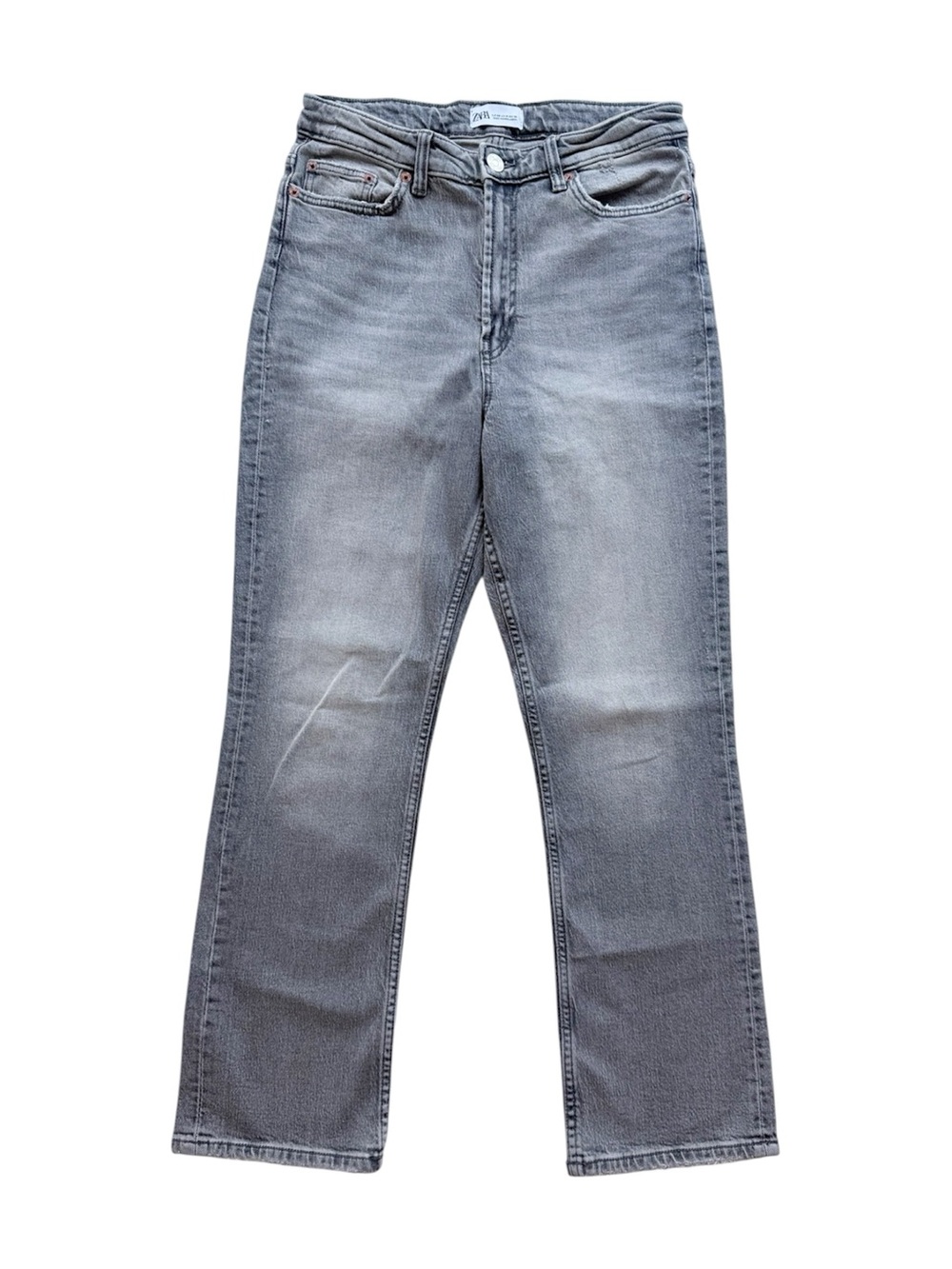 Zara Gray High Waisted Straight Legged Jeans size 8